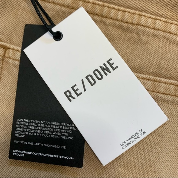 RE/DONE 70s Loose Long High Rise Wide Leg Button Fly Jeans in Washed Khaki Sz 25 - Picture 9 of 13